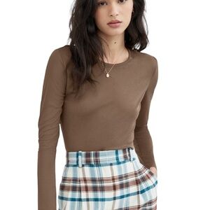 WILFRED NWT Adrienne Long Sleeve Mesh Top Size Large in Caramelized Walnut